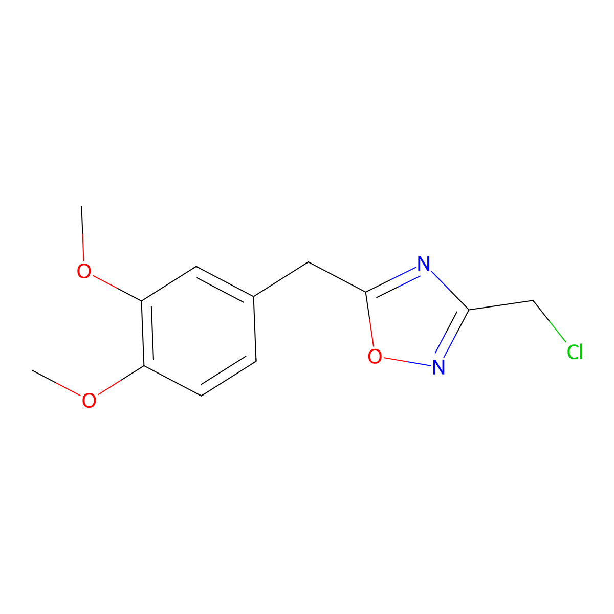 3-(Chloromethyl)-5-[(3,4-dimethoxyphenyl)methyl]-1,2,4-oxadiazole molecular structure, CAS 1038981-80-4