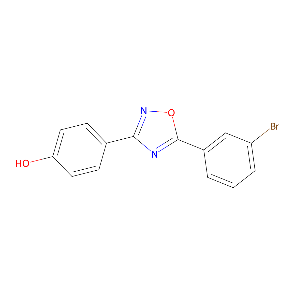 4-(5-(3-Bromophenyl)-1,2,4-oxadiazol-3-yl)phenol molecular structure, CAS 1038981-90-6