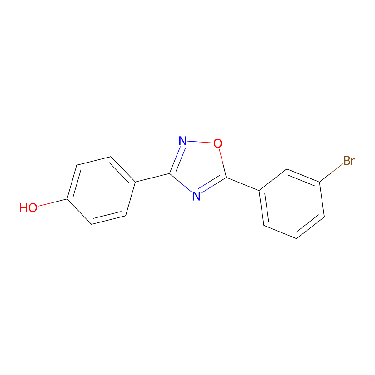 4-(5-(3-Bromophenyl)-1,2,4-oxadiazol-3-yl)phenol molecular structure, CAS 1038981-90-6