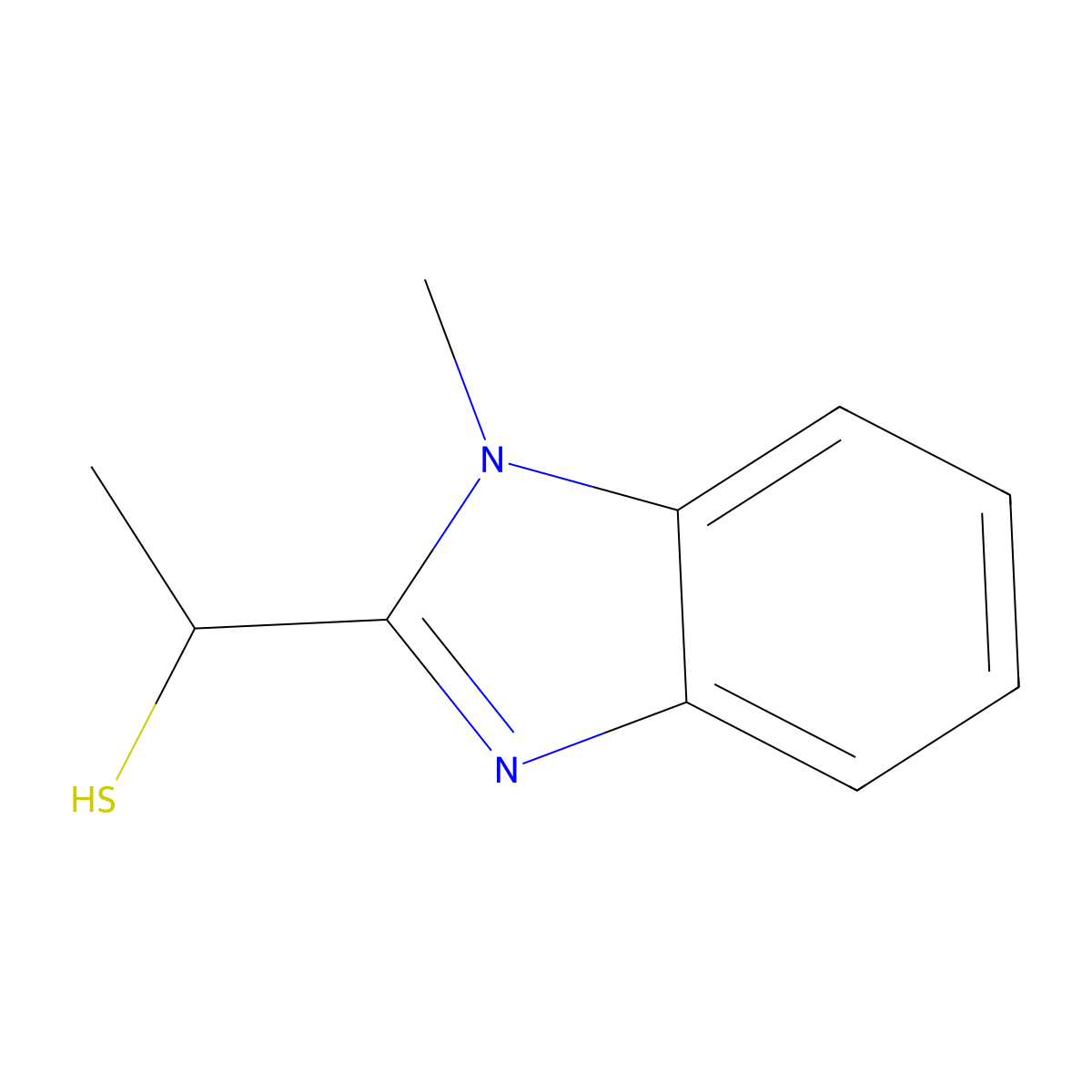 1-(1-methyl-1H-1,3-benzodiazol-2-yl)ethane-1-thiol molecular structure, CAS 1038982-09-0