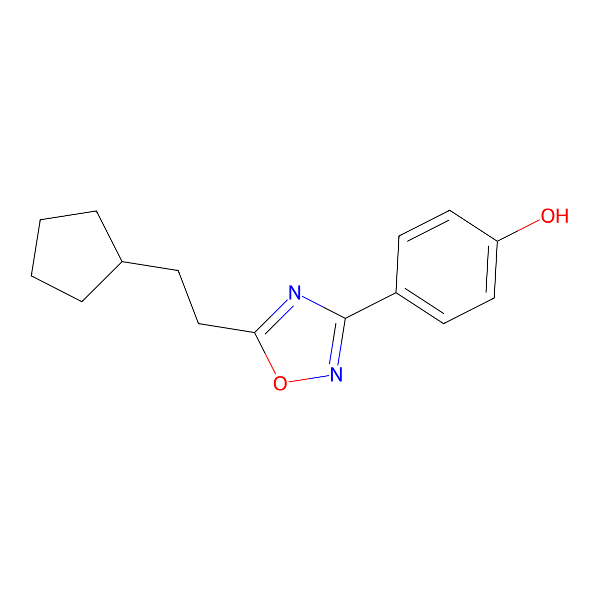 4-[5-(2-Cyclopentylethyl)-1,2,4-oxadiazol-3-yl]phenol molecular structure, CAS 1038982-33-0