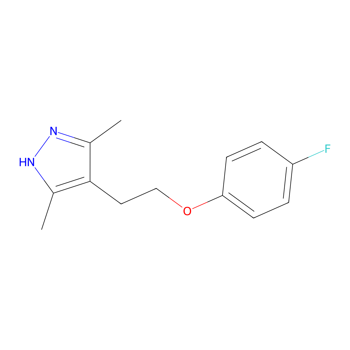 4-[2-(4-fluorophenoxy)ethyl]-3,5-dimethyl-1H-pyrazole molecular structure, CAS 1038990-11-2