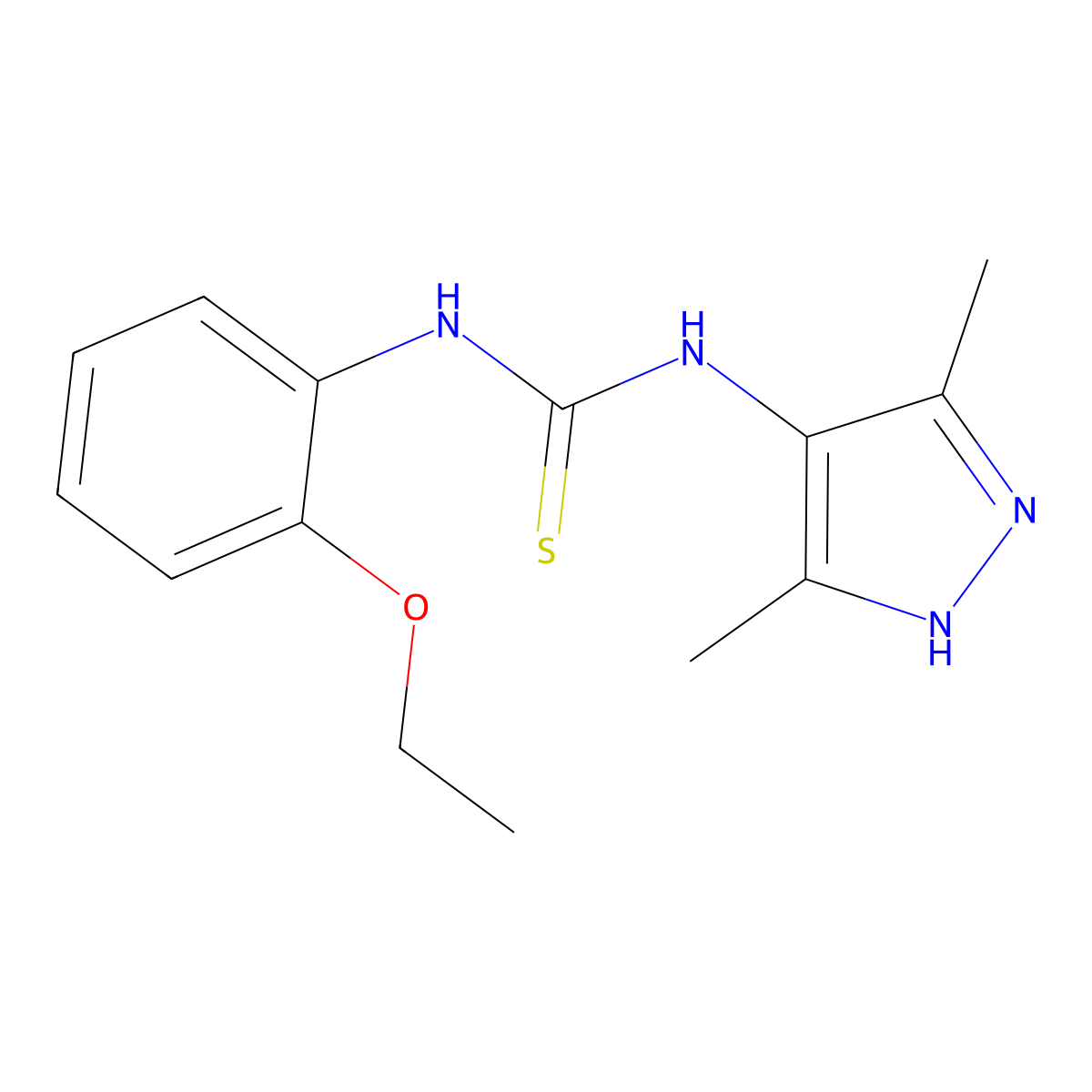 1-(3,5-dimethyl-1H-pyrazol-4-yl)-3-(2-ethoxyphenyl)thiourea molecular structure, CAS 1038991-41-1