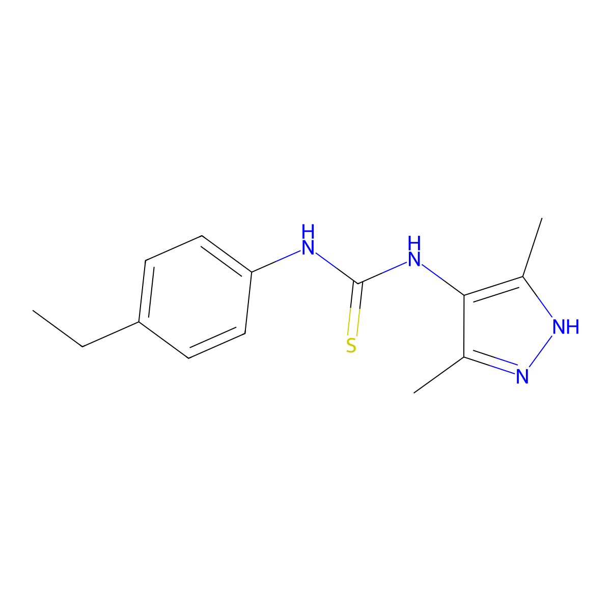 1-(3,5-dimethyl-1H-pyrazol-4-yl)-3-(4-ethylphenyl)thiourea molecular structure, CAS 1038991-64-8