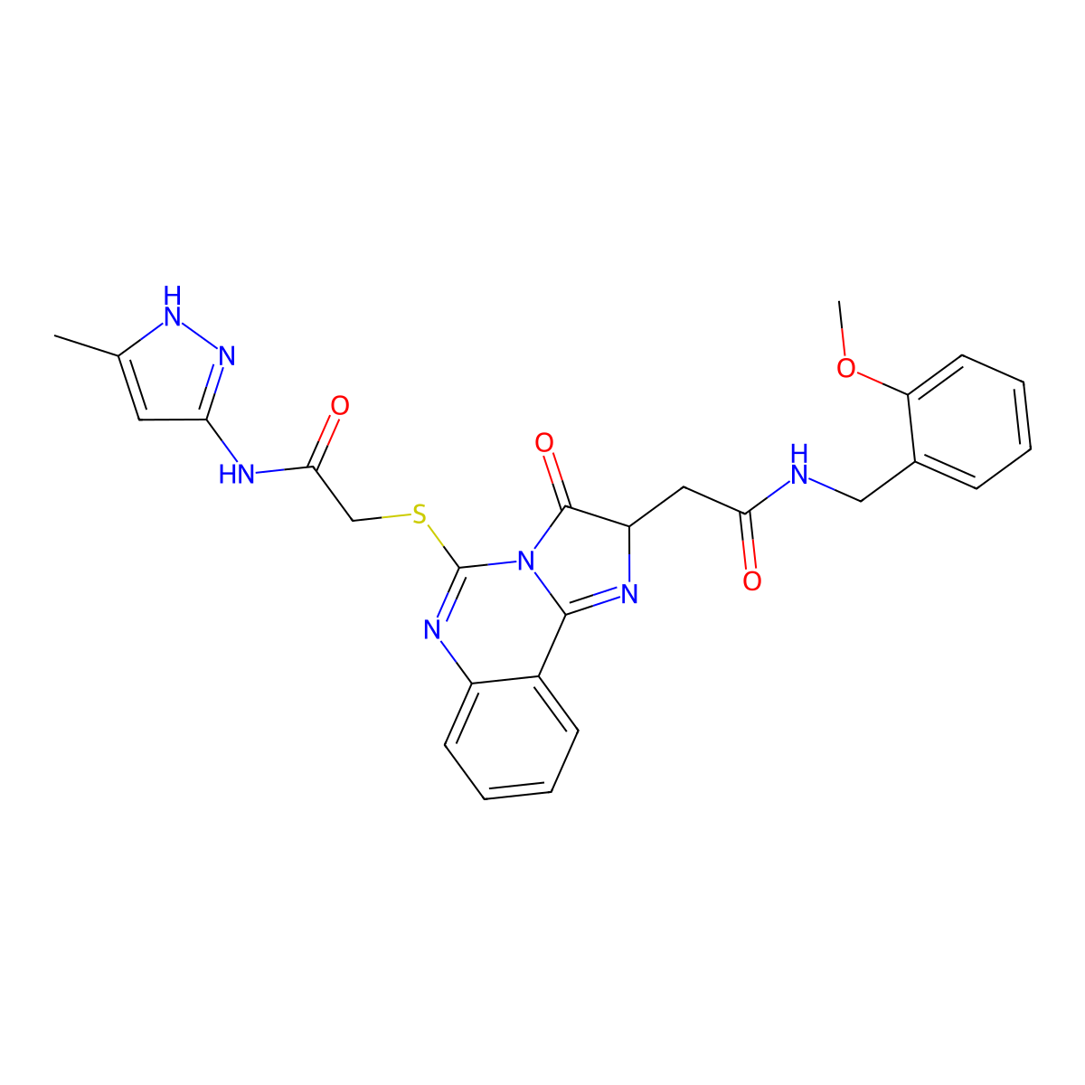 N-[(2-methoxyphenyl)methyl]-2-[5-[2-[(5-methyl-1H-pyrazol-3-yl)amino]-2-oxoethyl]sulfanyl-3-oxo-2H-imidazo[1,2-c]quinazolin-2-yl]acetamide molecular structure, CAS 1038992-11-8