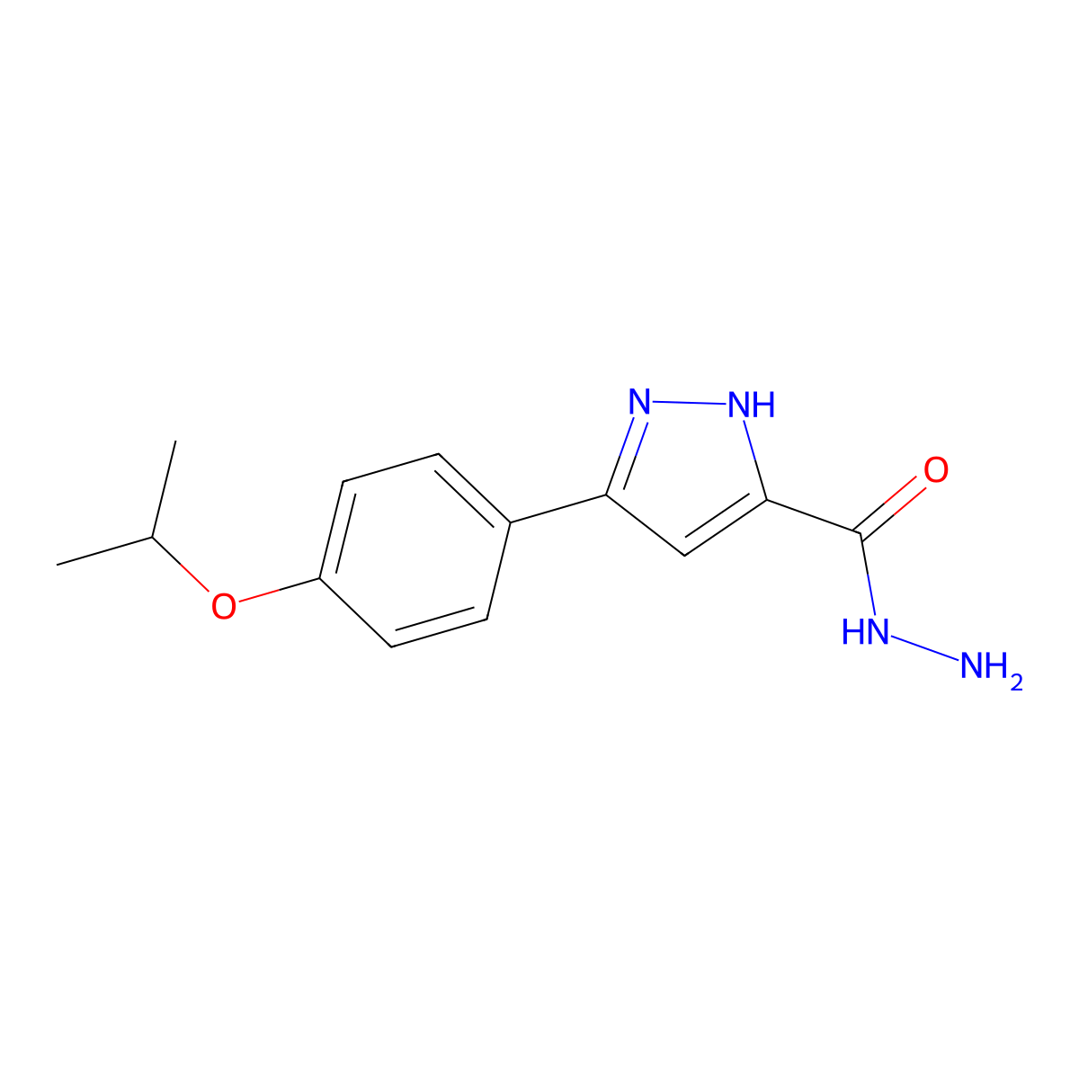 3-(4-isopropoxyphenyl)-1H-pyrazole-5-carbohydrazide molecular structure, CAS 1038993-52-0