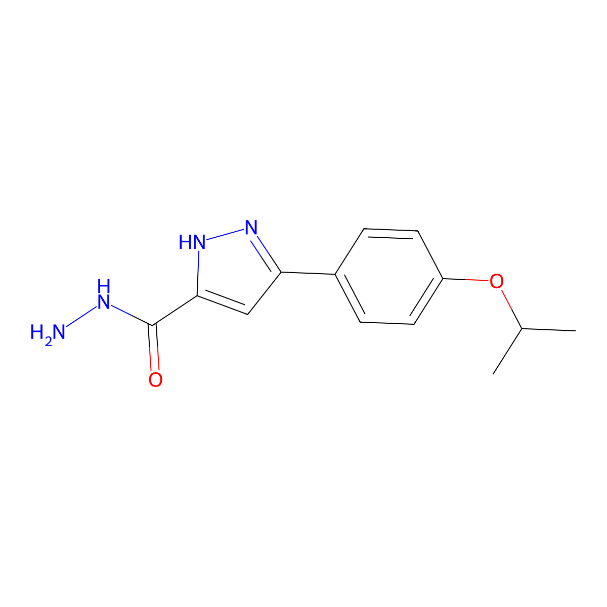 3-(4-isopropoxyphenyl)-1H-pyrazole-5-carbohydrazide molecular structure, CAS 1038993-52-0