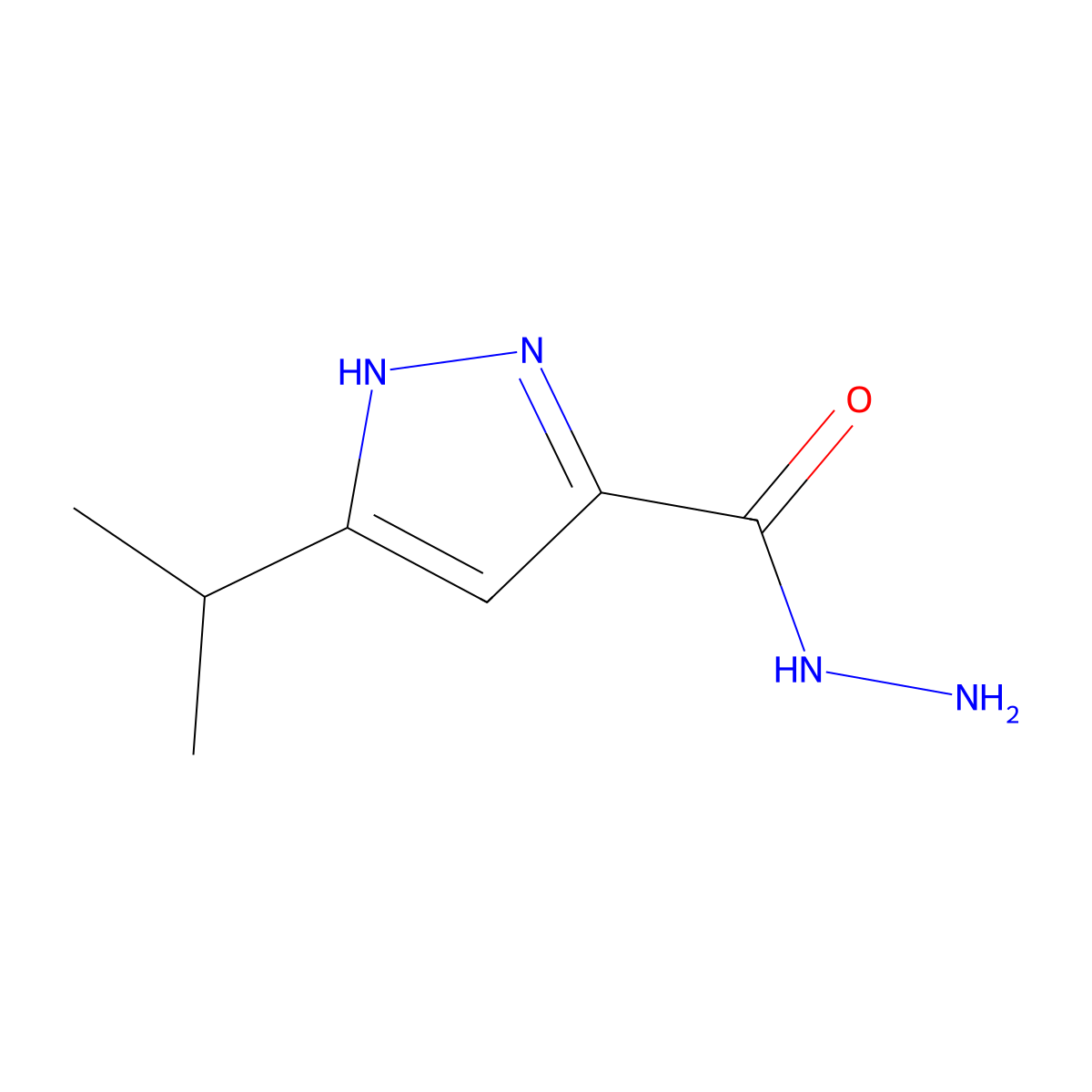 3-(propan-2-yl)-1H-pyrazole-5-carbohydrazide molecular structure, CAS 1038997-09-9