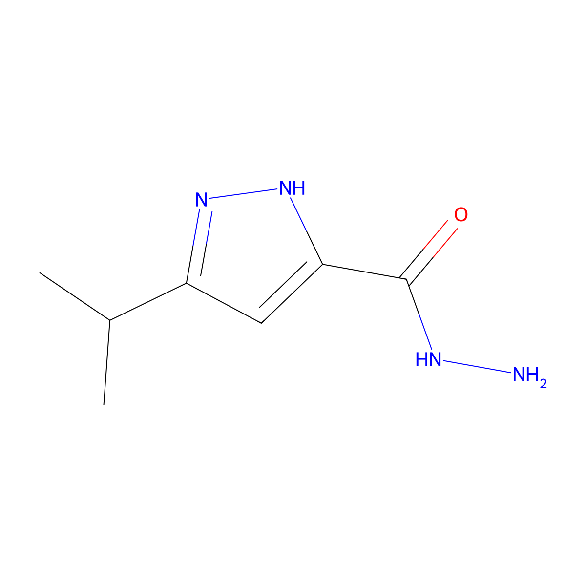 3-(propan-2-yl)-1H-pyrazole-5-carbohydrazide molecular structure, CAS 1038997-09-9