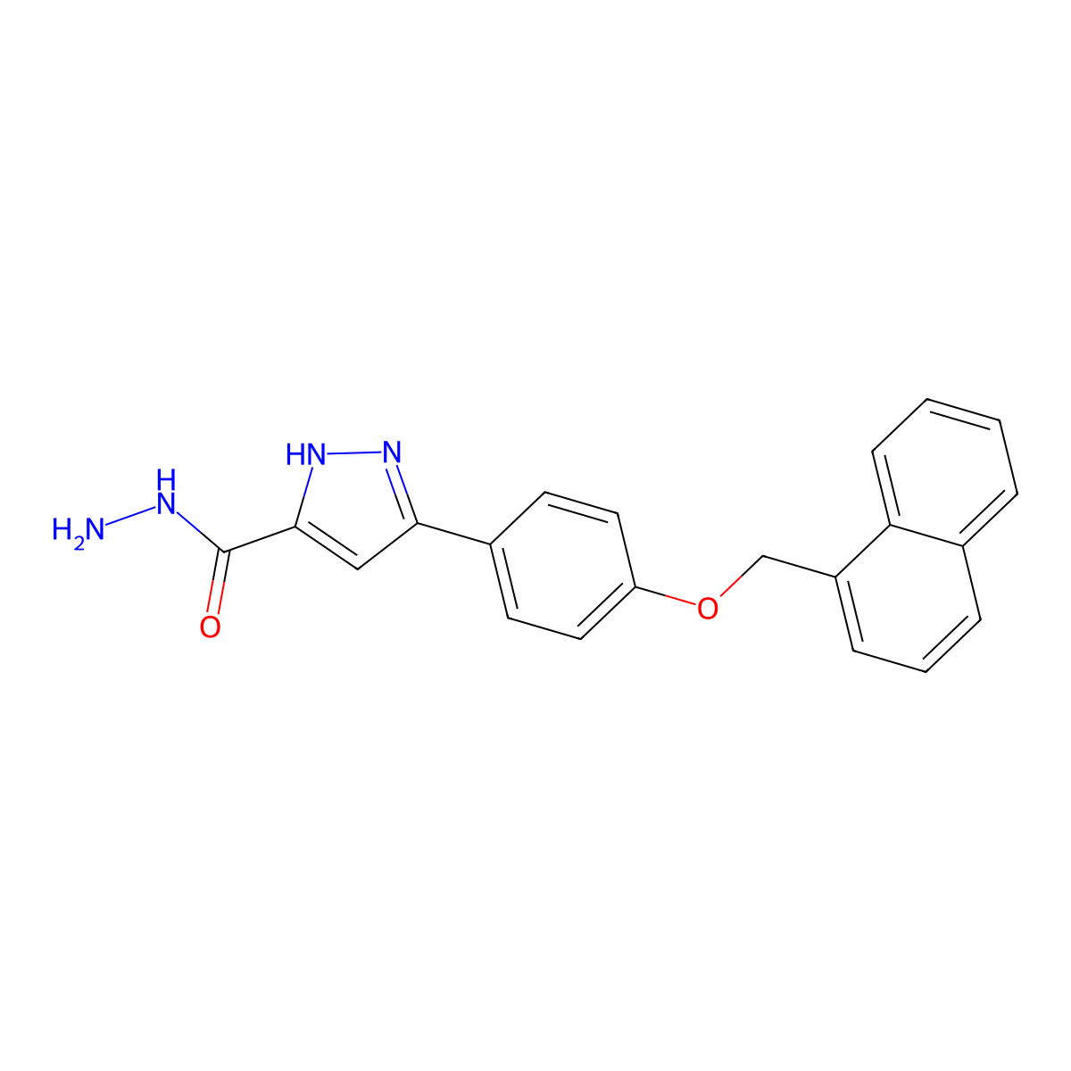 3-(4-(naphthalen-1-ylmethoxy)phenyl)-1H-pyrazole-5-carbohydrazide molecular structure, CAS 1038997-10-2