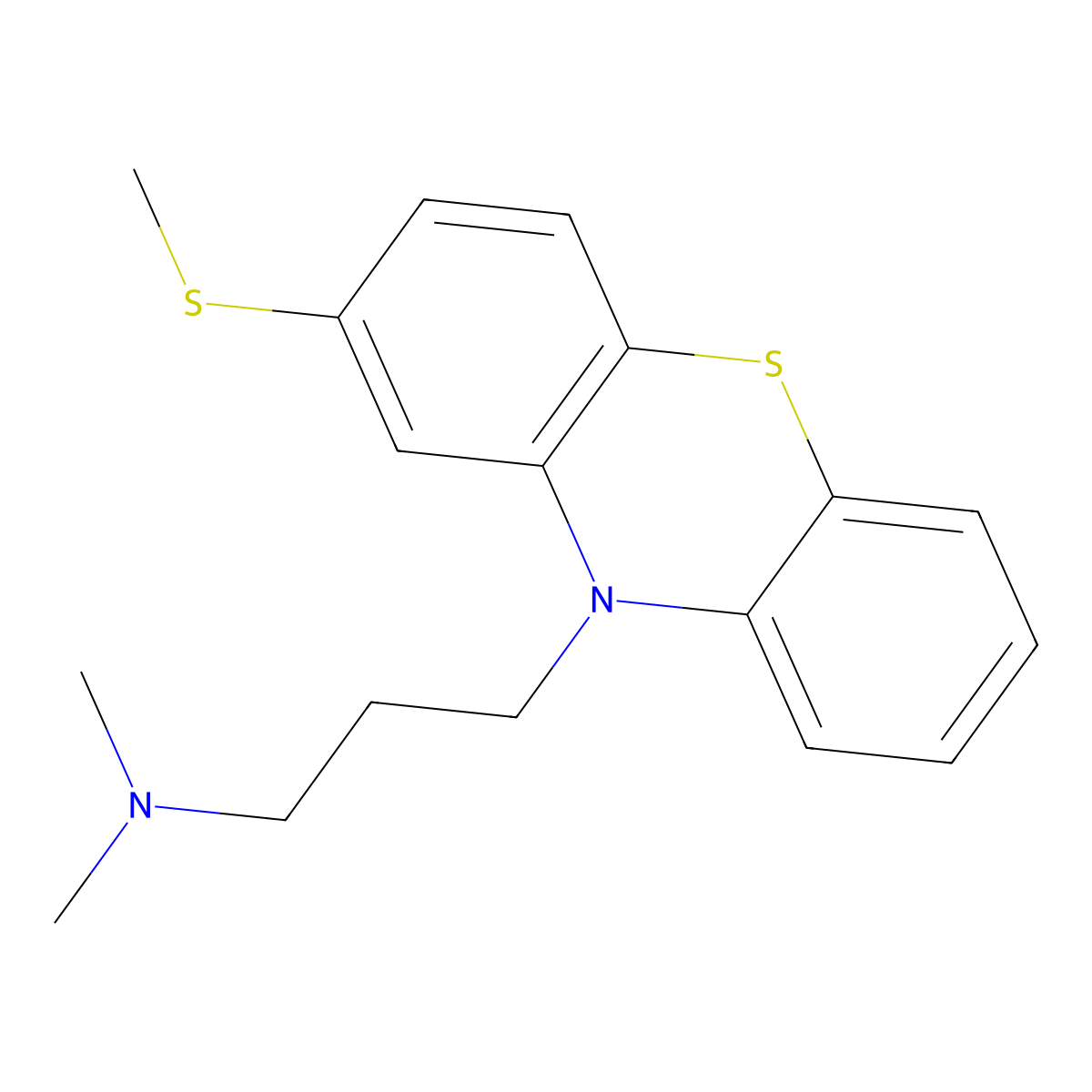 N,N-Dimethyl-2-(methylthio)-10H-phenothiazine-10-propanamine molecular structure, CAS 1039-59-4