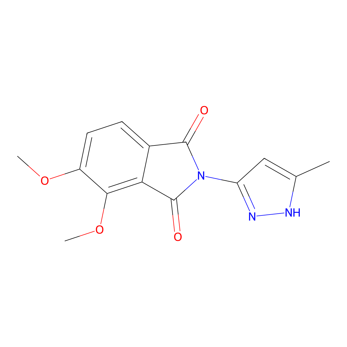 4,5-dimethoxy-2-(5-methyl-1H-pyrazol-3-yl)isoindole-1,3-dione molecular structure, CAS 1039008-56-4