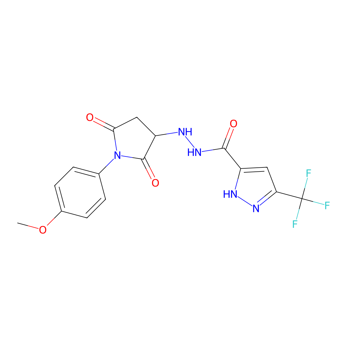 N'-[1-(4-methoxyphenyl)-2,5-dioxopyrrolidin-3-yl]-5-(trifluoromethyl)-1H-pyrazole-3-carbohydrazide molecular structure, CAS 1039008-78-0