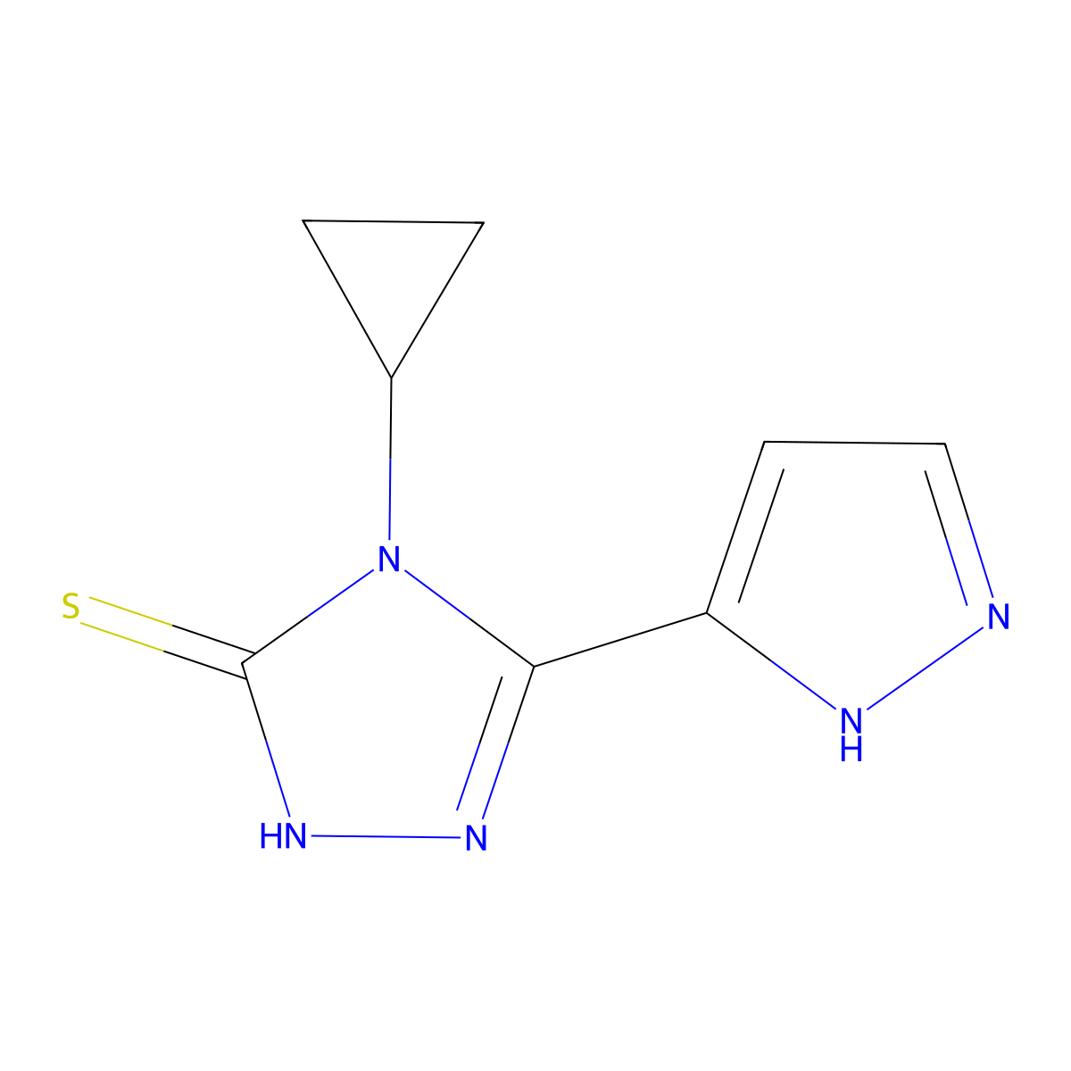 4-cyclopropyl-5-(1H-pyrazol-5-yl)-4H-1,2,4-triazole-3-thiol molecular structure, CAS 1039009-36-3