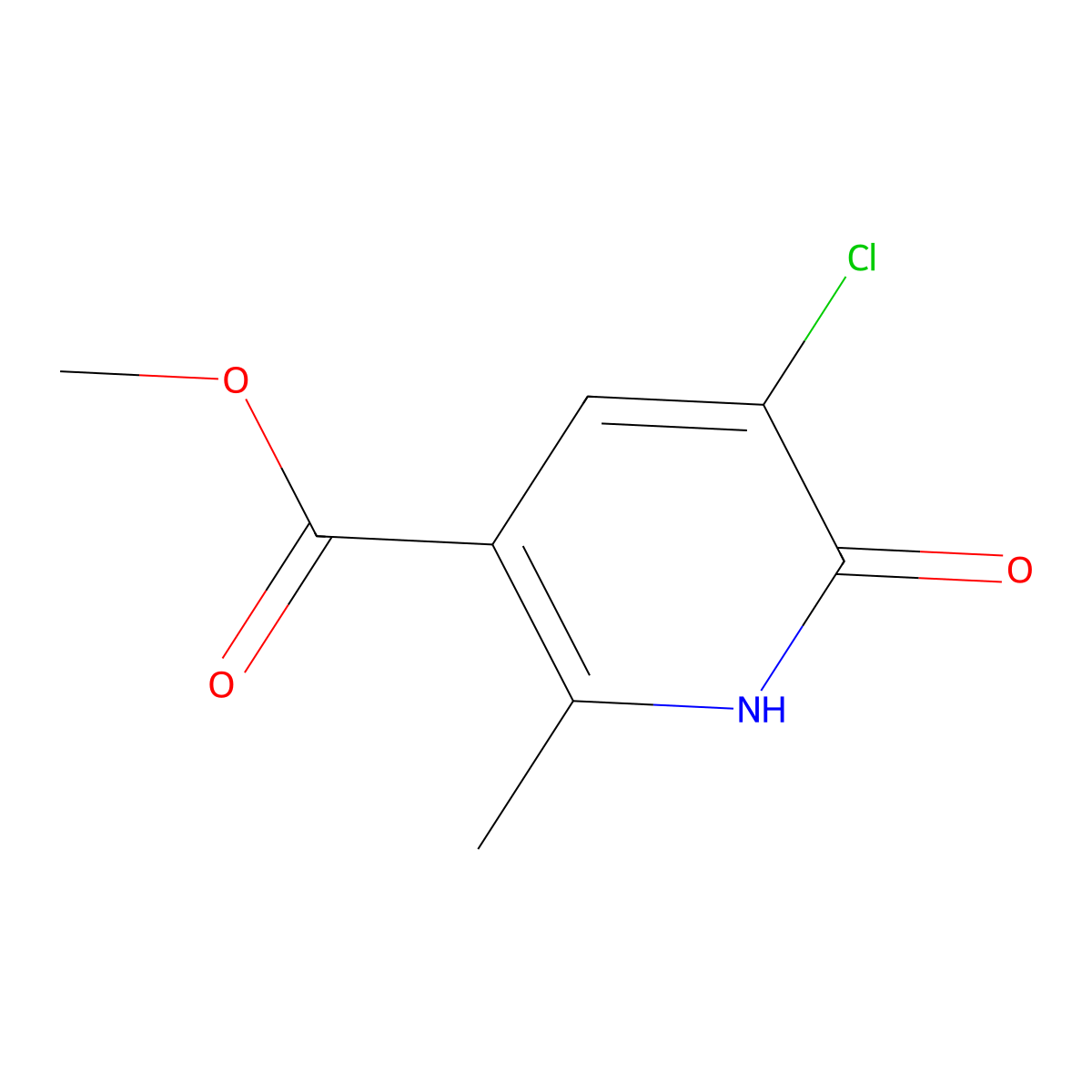 Methyl 5-chloro-2-methyl-6-oxo-1,6-dihydropyridine-3-carboxylate molecular structure, CAS 1039037-64-3
