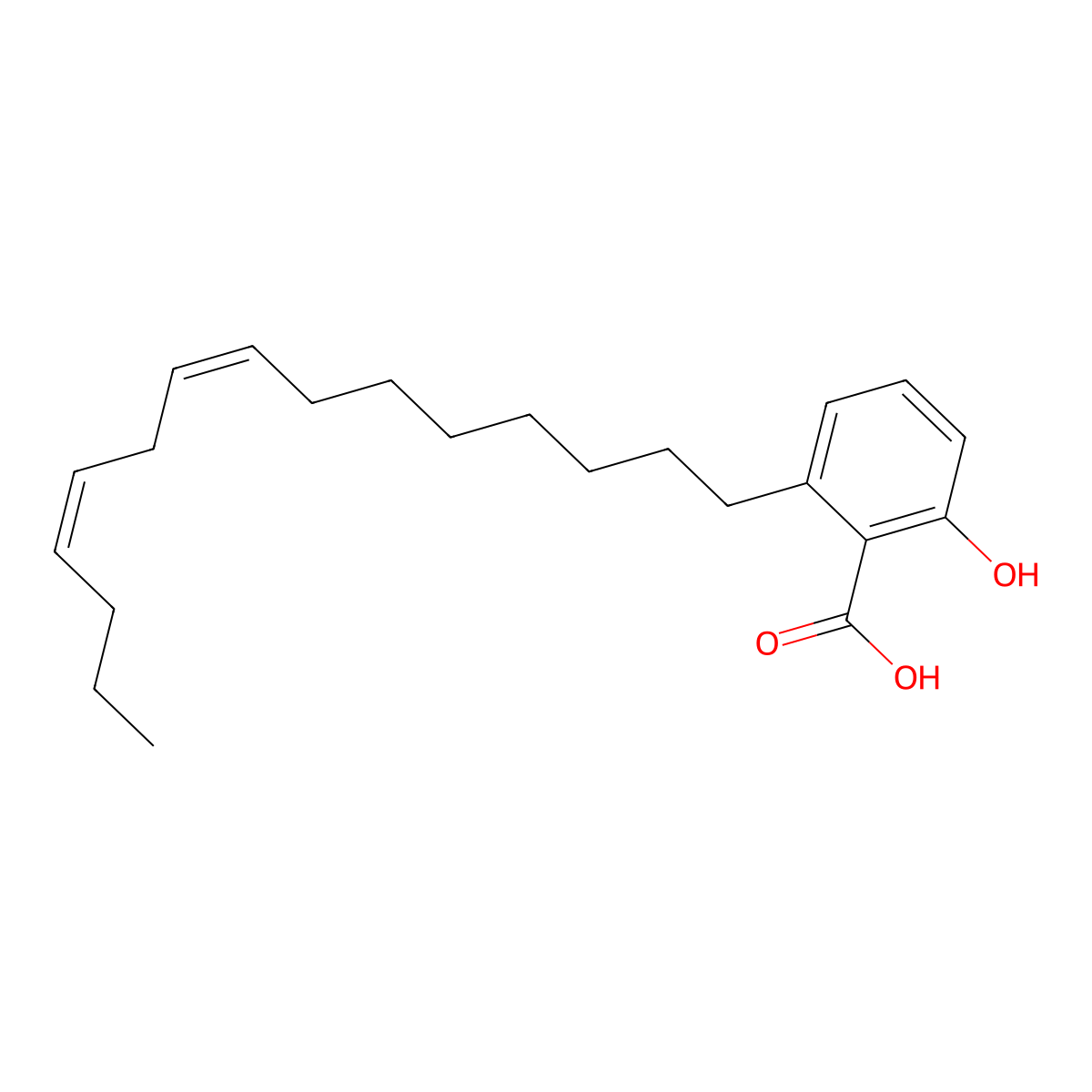 2-hydroxy-6-((8Z,11Z)-pentadeca-8,11-dien-1-yl)benzoic acid molecular structure, CAS 103904-74-1