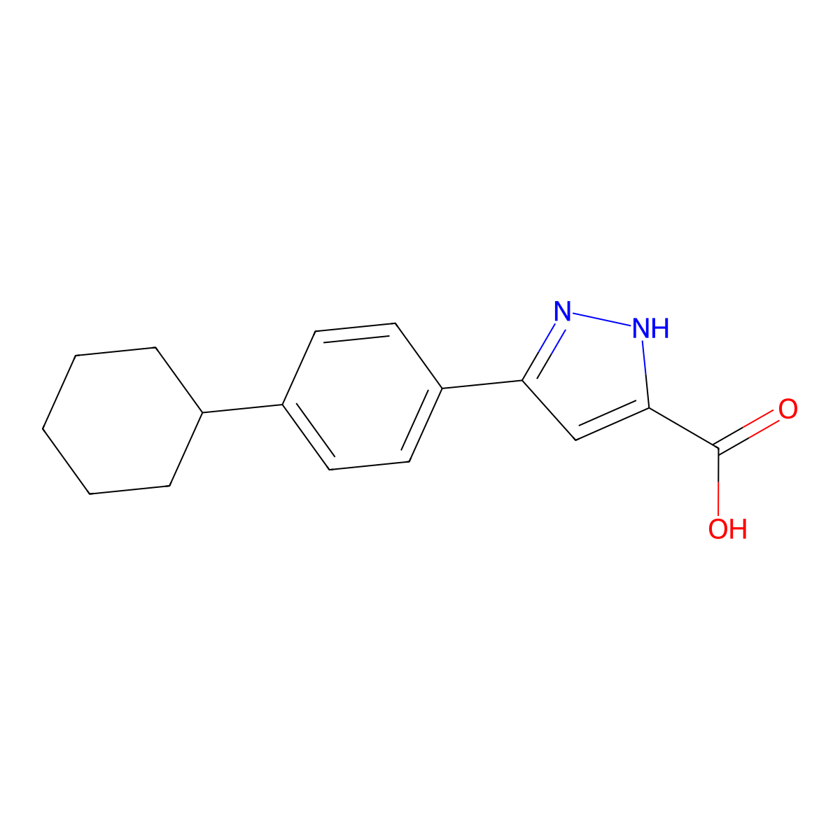5-(4-Cyclohexylphenyl)-1H-pyrazole-3-carboxylic acid molecular structure, CAS 1039041-18-3