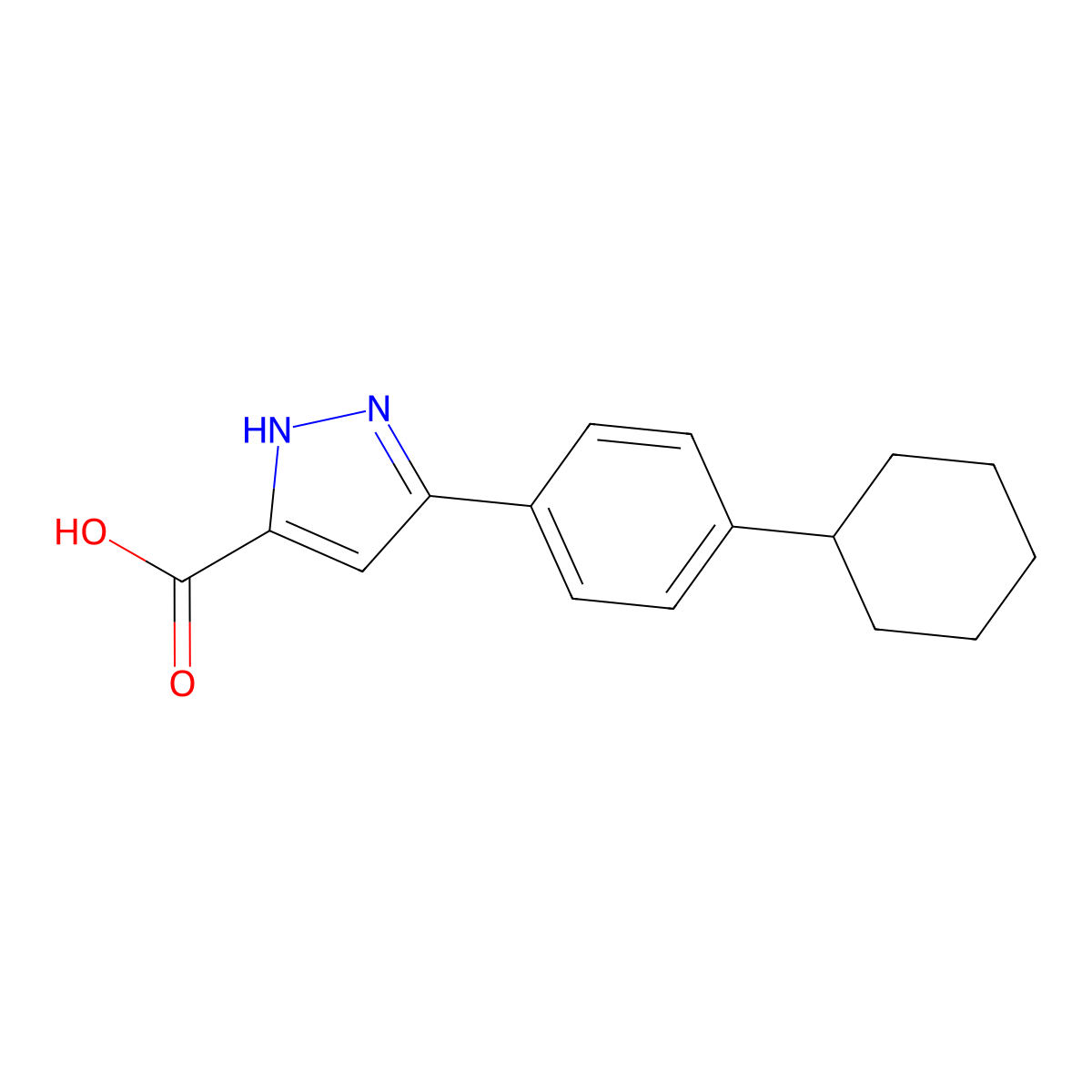 5-(4-Cyclohexylphenyl)-1H-pyrazole-3-carboxylic acid molecular structure, CAS 1039041-18-3