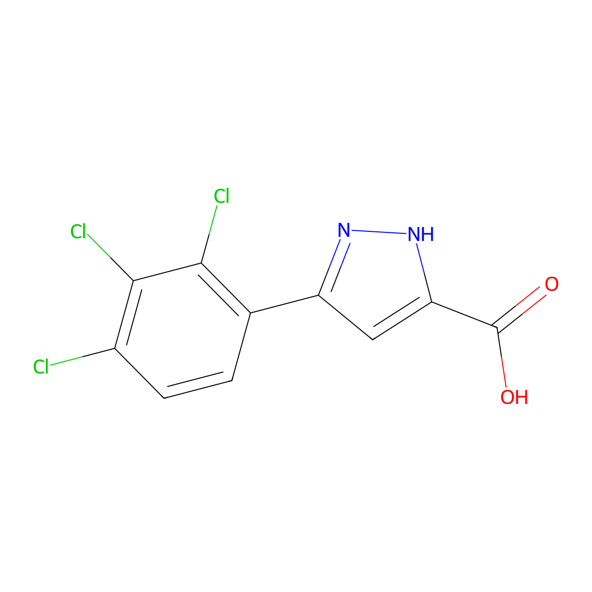 3-(2,3,4-trichlorophenyl)-1H-pyrazole-5-carboxylic acid molecular structure, CAS 1039041-59-2