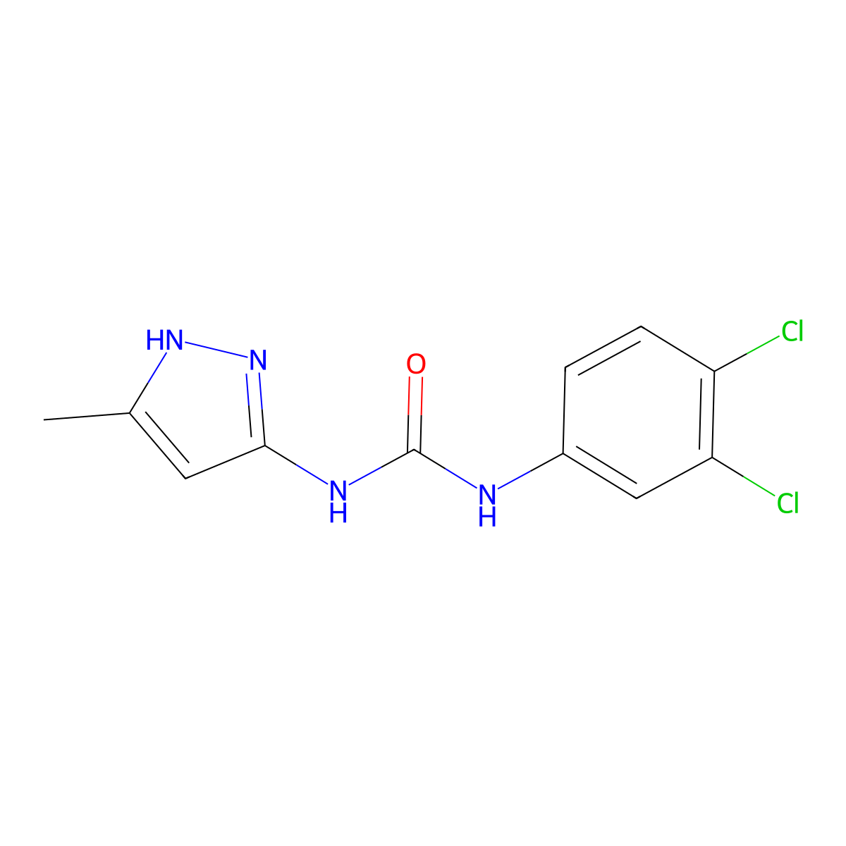 1-(3,4-dichlorophenyl)-3-(3-methyl-1H-pyrazol-5-yl)urea molecular structure, CAS 1039053-30-9