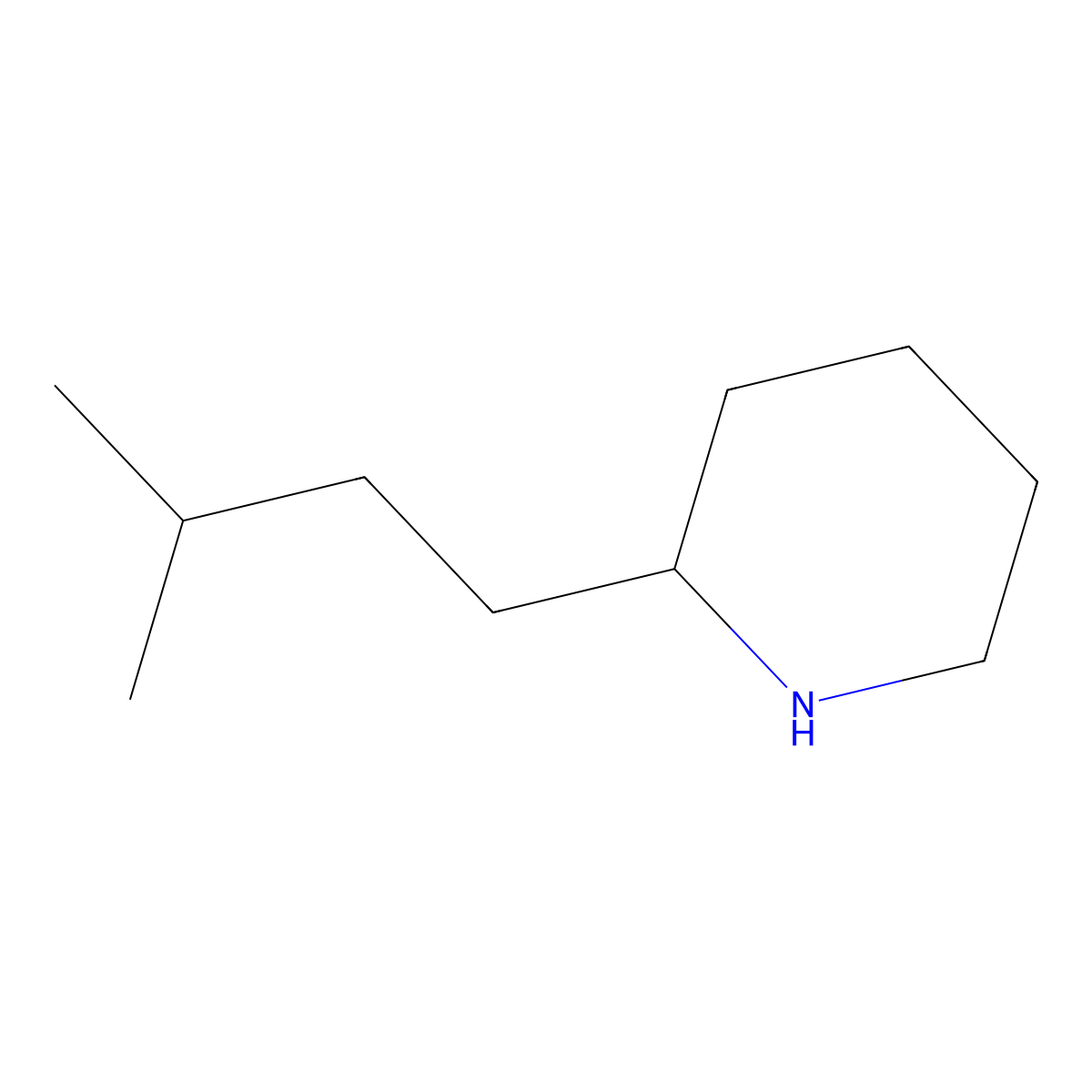 2-(3-Methylbutyl)piperidine molecular structure, CAS 103906-22-5