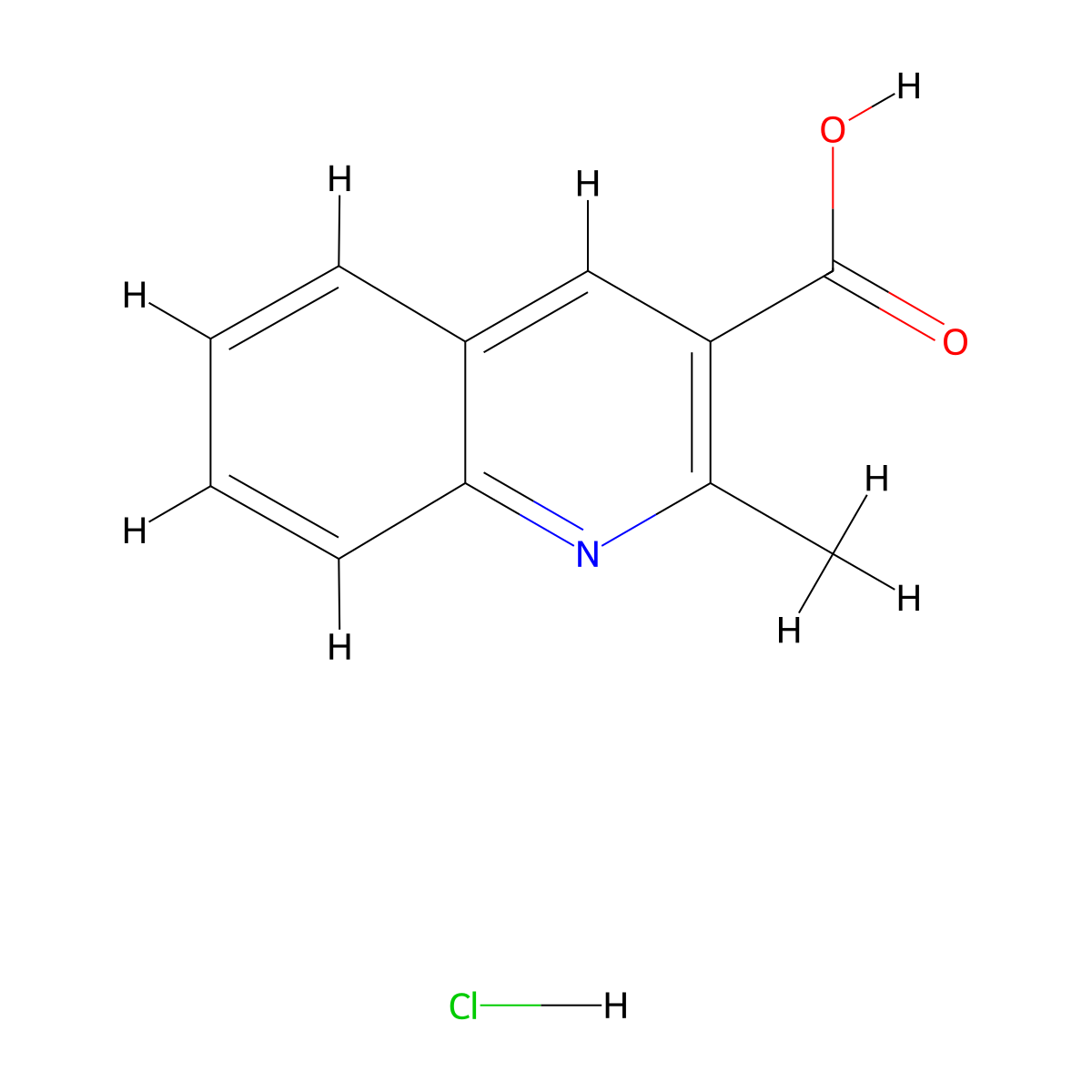 2-Methylquinoline-3-carboxylic acid hydrochloride molecular structure, CAS 103907-11-5