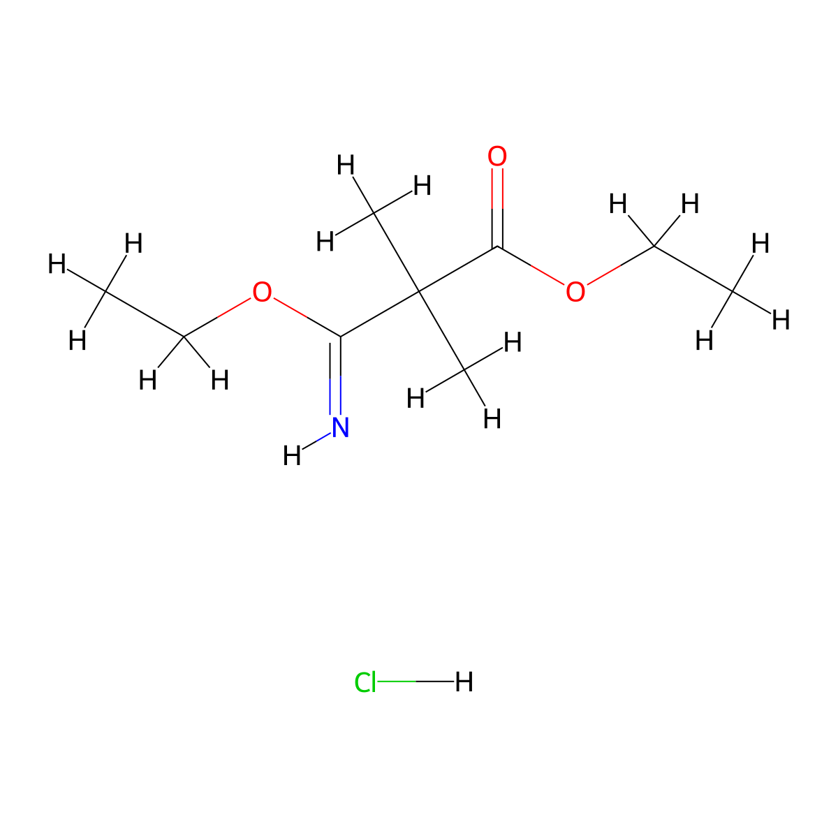 Ethyl 3-ethoxy-3-imino-2,2-dimethylpropanoate hydrochloride molecular structure, CAS 103910-33-4