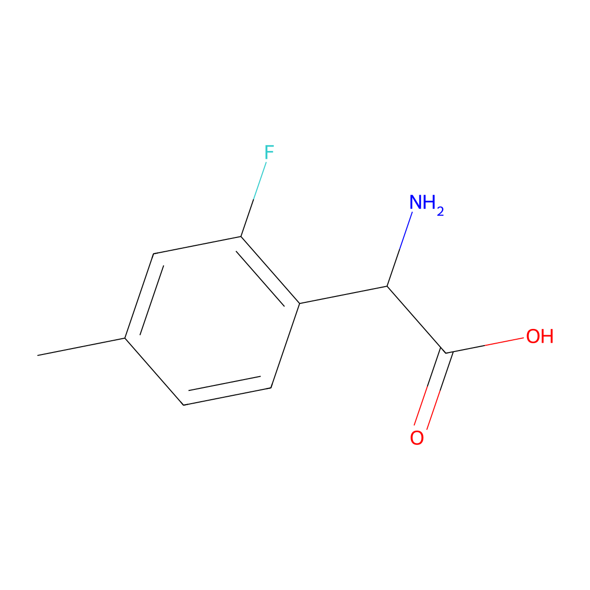 2-Amino-2-(2-fluoro-4-methylphenyl)acetic acid molecular structure, CAS 1039118-67-6