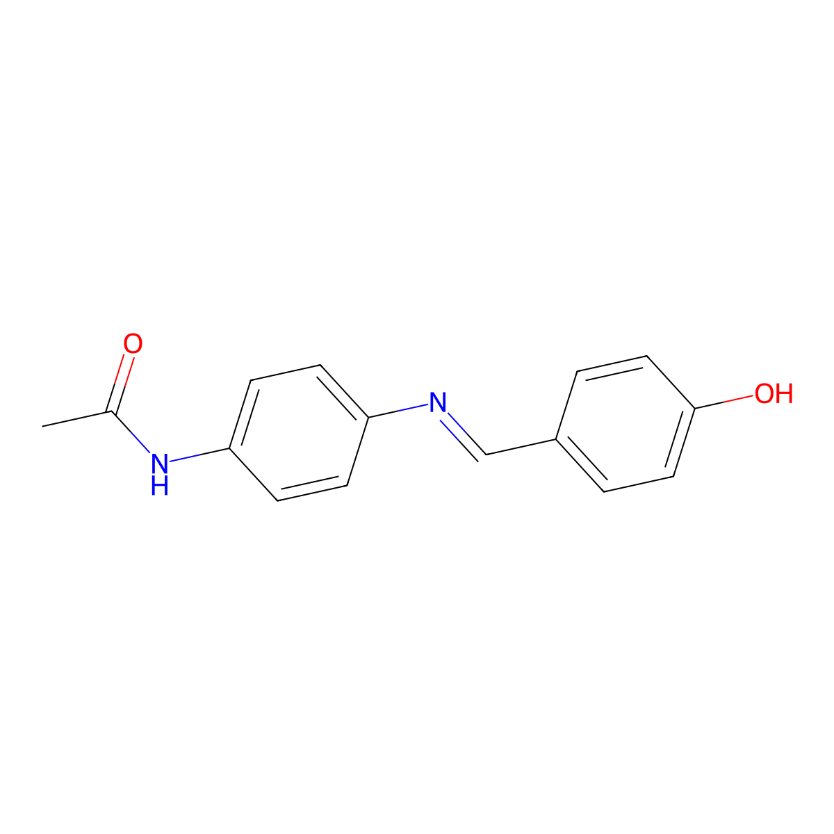 Acetamide, N-[4-[[(4-hydroxyphenyl)methylene]amino]phenyl]- molecular structure, CAS 103912-30-7