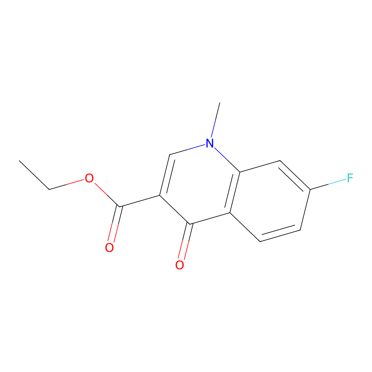 Ethyl 7-fluoro-1-methyl-4-oxo-1,4-dihydroquinoline-3-carboxylate molecular structure, CAS 103914-72-3