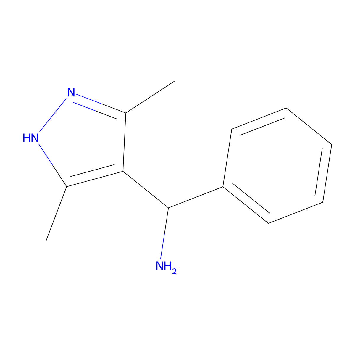 (3,5-dimethyl-1H-pyrazol-4-yl)-phenylmethanamine molecular structure, CAS 1039167-57-1