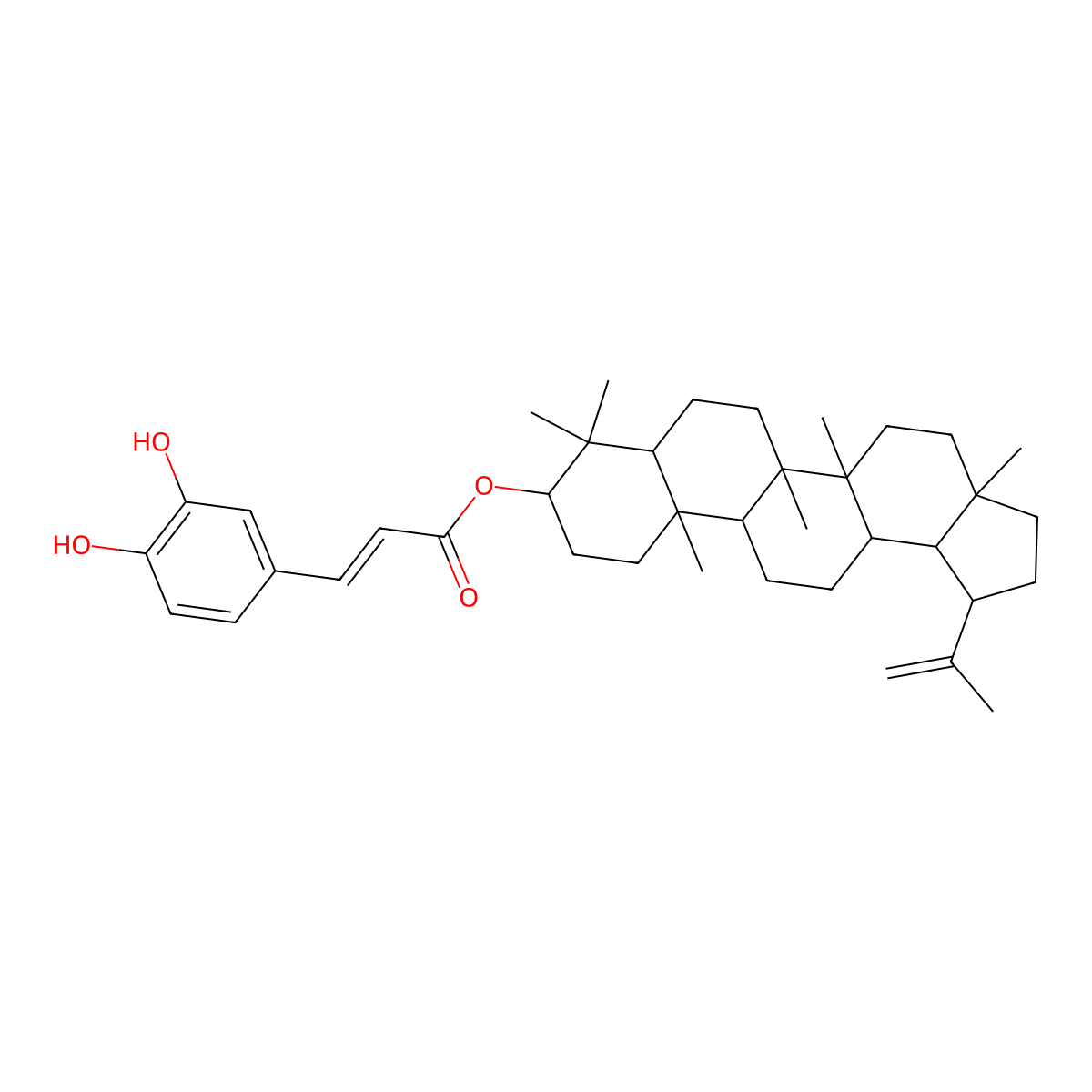 [(1R,3aR,5aR,5bR,7aR,9S,11aR,11bR,13aR,13bR)-3a,5a,5b,8,8,11a-hexamethyl-1-prop-1-en-2-yl-1,2,3,4,5,6,7,7a,9,10,11,11b,12,13,13a,13b-hexadecahydrocyclopenta[a]chrysen-9-yl] 3-(3,4-dihydroxyphenyl)prop-2-enoate molecular structure, CAS 103917-26-6
