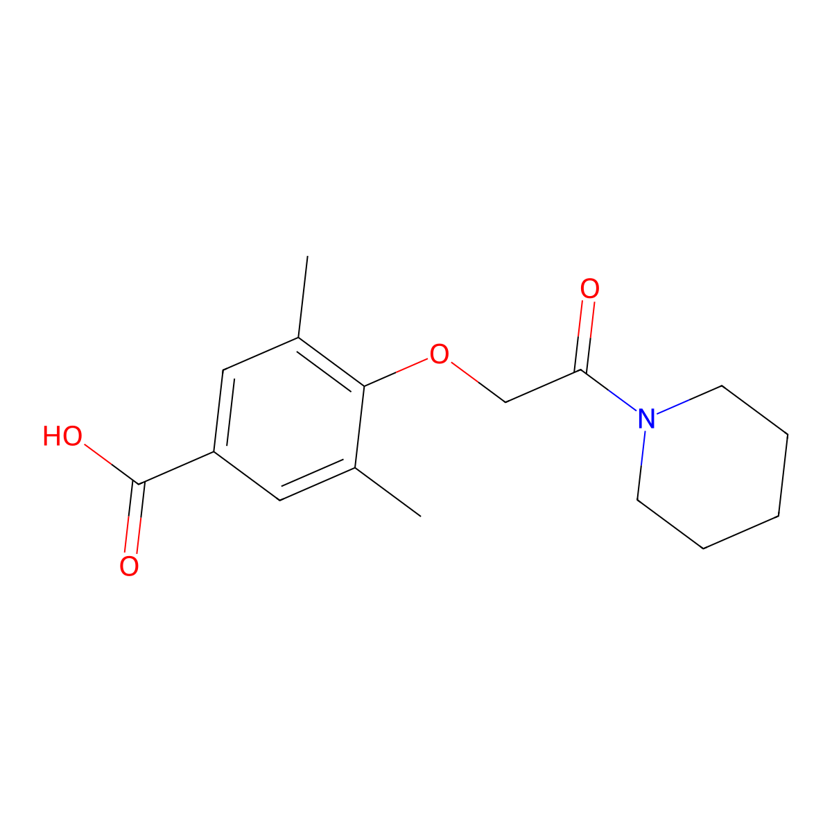 3,5-Dimethyl-4-[2-oxo-2-(piperidin-1-yl)ethoxy]benzoic acid molecular structure, CAS 1039310-65-0