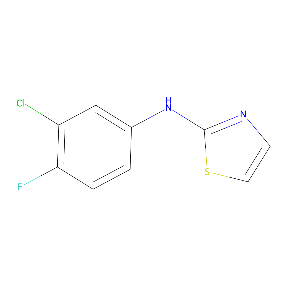 N-(3-chloro-4-fluorophenyl)-1,3-thiazol-2-amine molecular structure, CAS 1039314-85-6