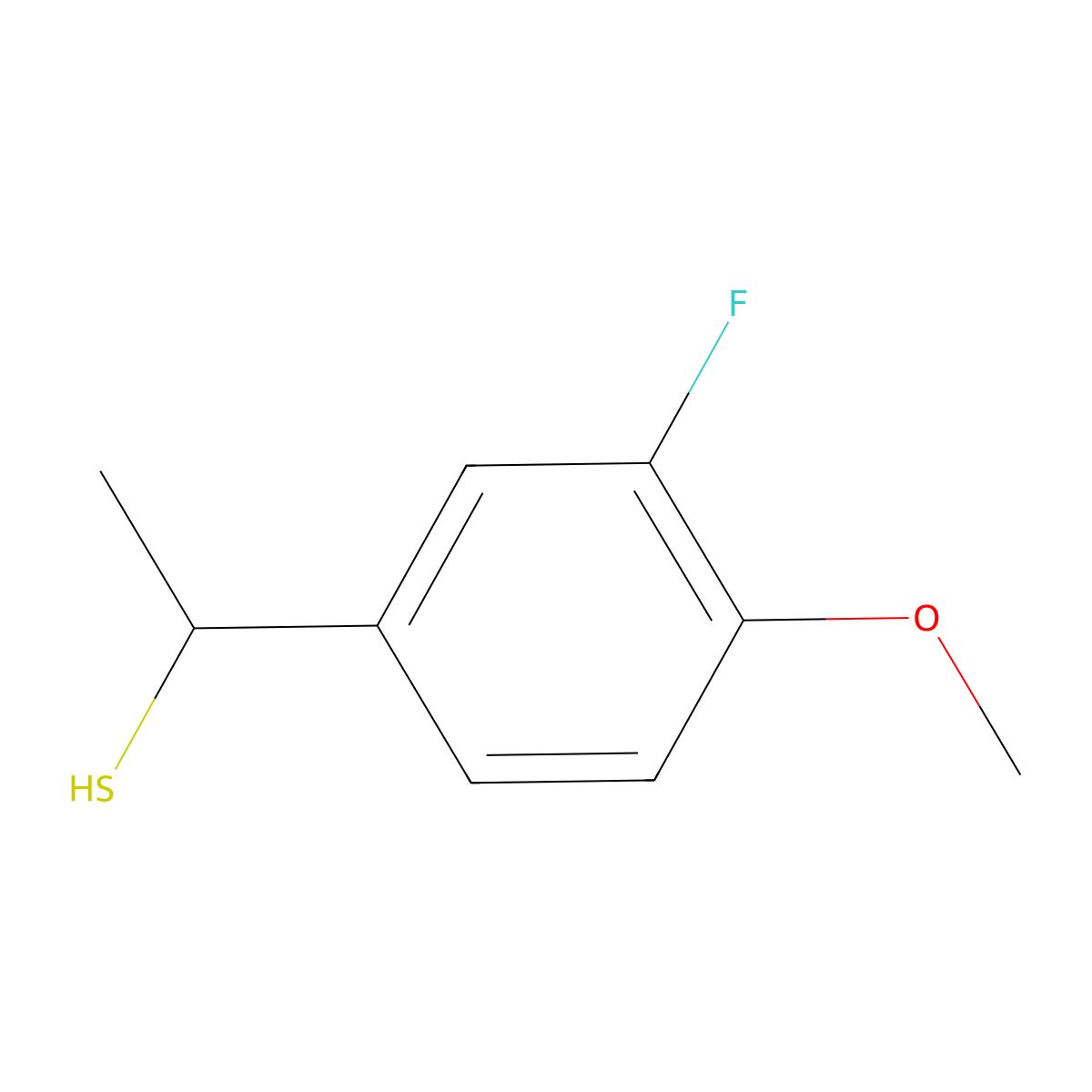 1-(3-Fluoro-4-methoxyphenyl)ethane-1-thiol molecular structure, CAS 1039320-00-7
