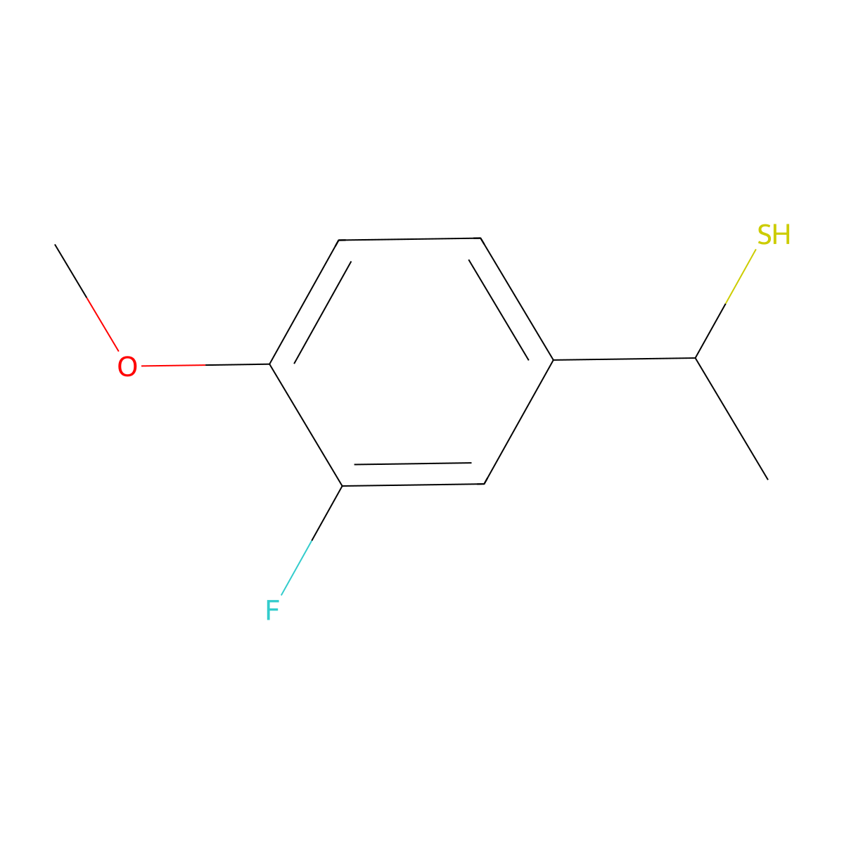 1-(3-Fluoro-4-methoxyphenyl)ethane-1-thiol molecular structure, CAS 1039320-00-7