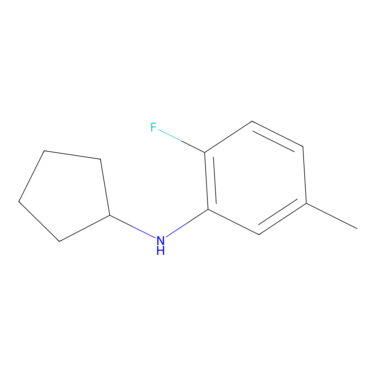 N-cyclopentyl-2-fluoro-5-methylaniline molecular structure, CAS 1039323-31-3