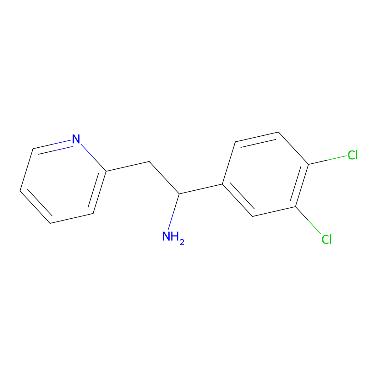 1-(3,4-Dichlorophenyl)-2-(pyridin-2-yl)ethan-1-amine molecular structure, CAS 1039324-29-2