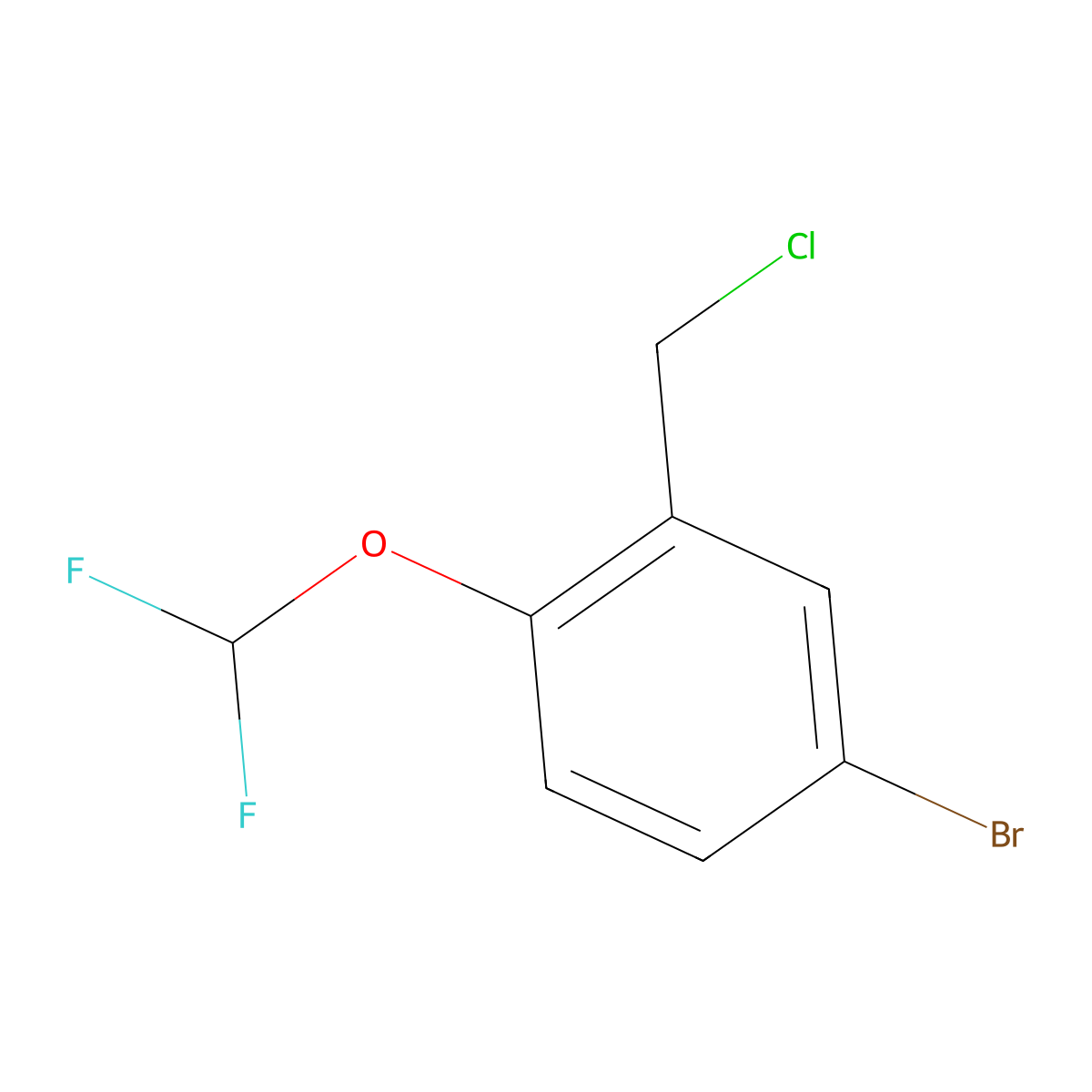 4-Bromo-2-(chloromethyl)-1-(difluoromethoxy)benzene molecular structure, CAS 1039329-39-9
