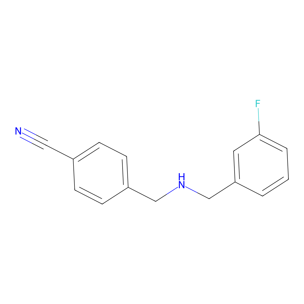4-({[(3-Fluorophenyl)methyl]amino}methyl)benzonitrile molecular structure, CAS 1039329-56-0