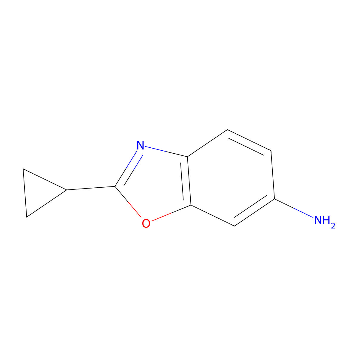 2-Cyclopropyl-1,3-benzoxazol-6-amine molecular structure, CAS 1039335-05-1
