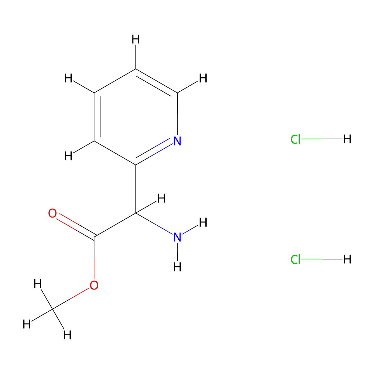 Methyl 2-amino-2-(pyridin-2-yl)acetate dihydrochloride molecular structure, CAS 1039356-77-8