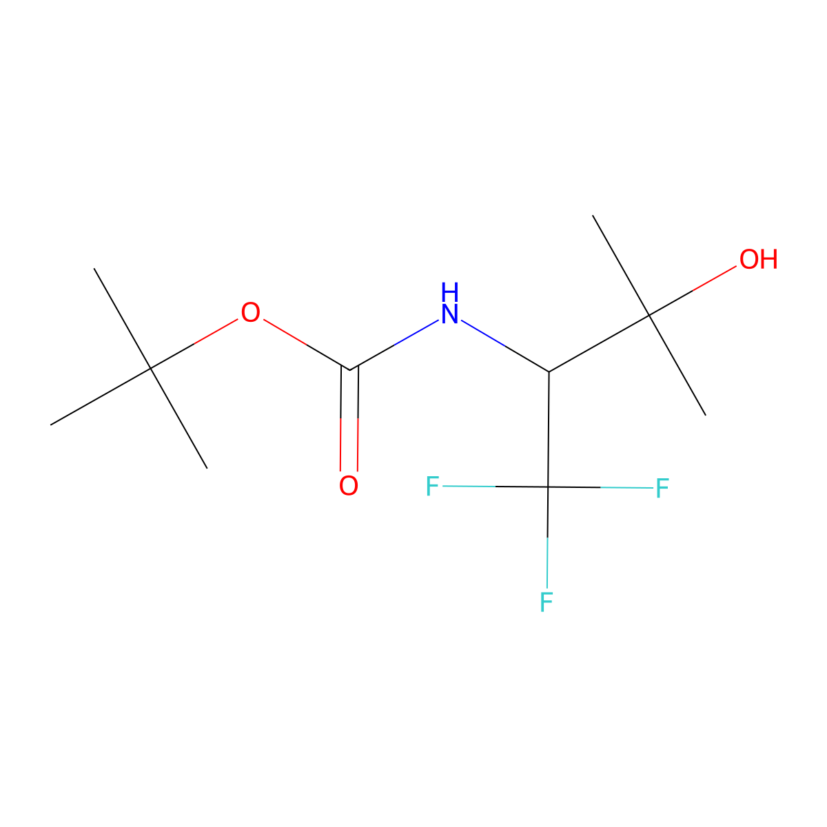 tert-butyl N-(1,1,1-trifluoro-3-hydroxy-3-methylbutan-2-yl)carbamate molecular structure, CAS 1039356-92-7