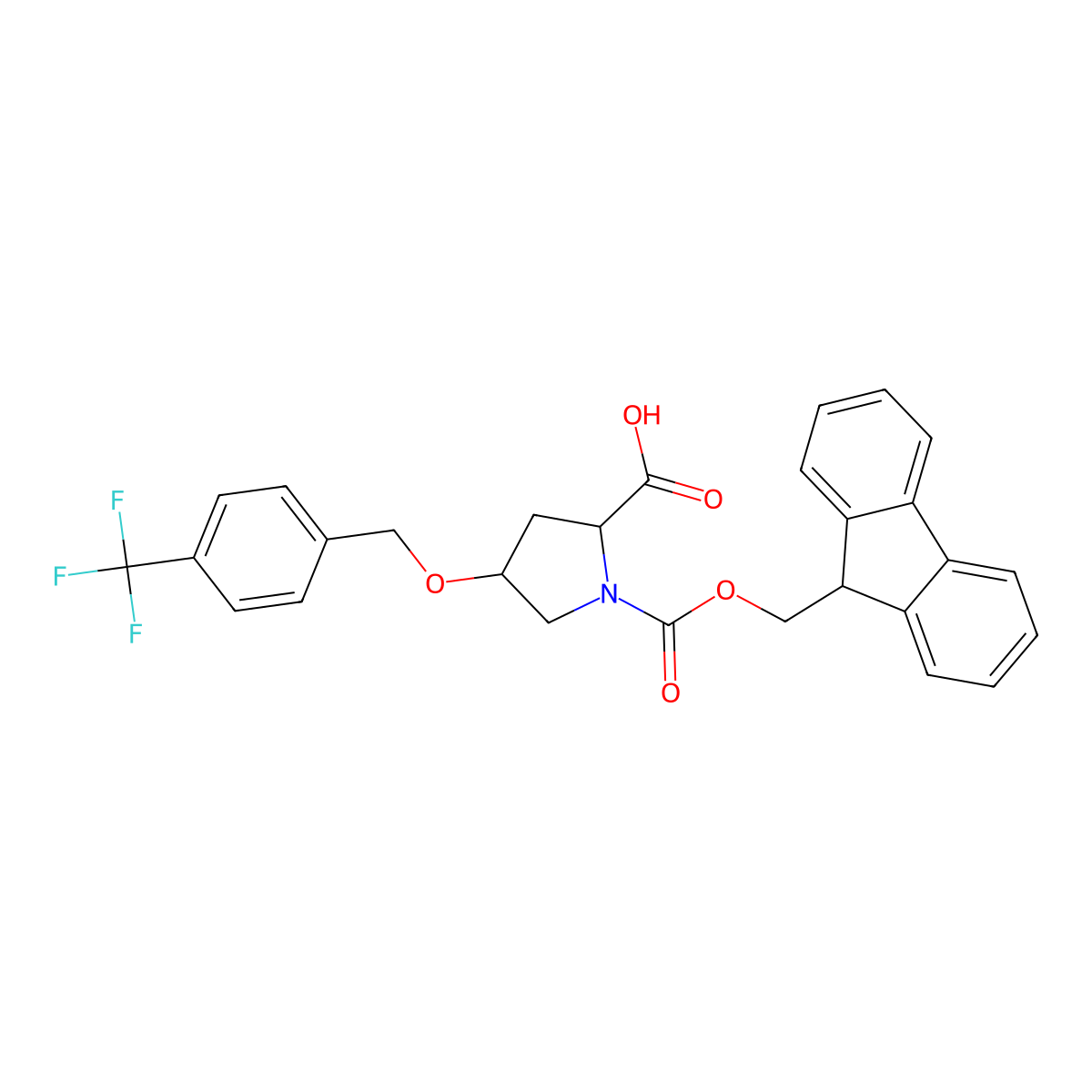 (4R)-1-Fmoc-4-(4-trifluoromethylbenzyloxy)-L-proline molecular structure, CAS 1039362-42-9