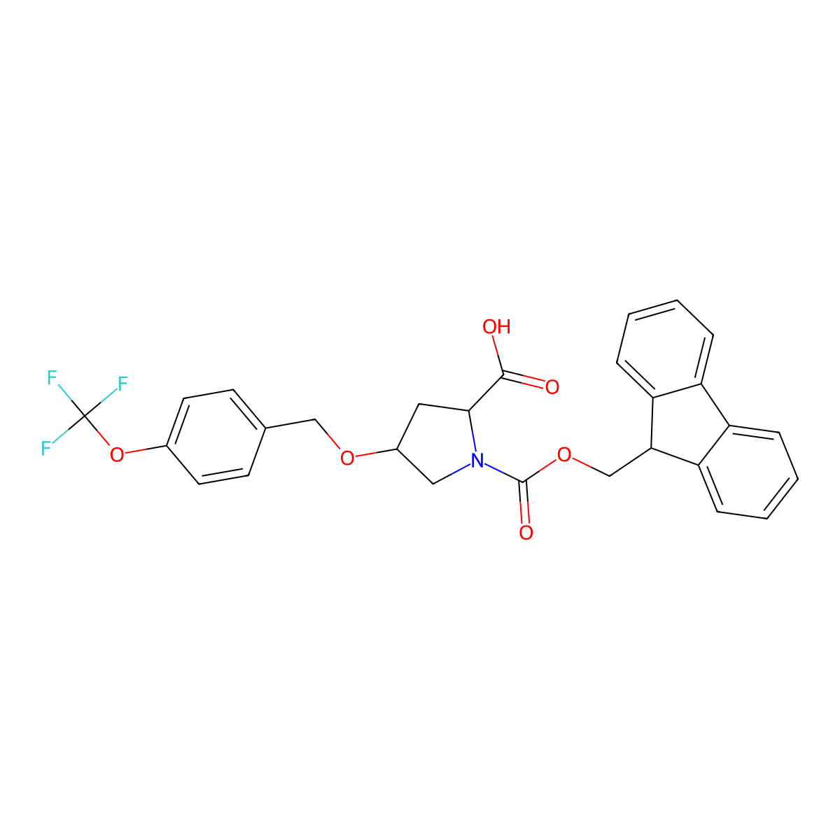 (4R)-1-Fmoc-4-(4-trifluoromethoxybenzyloxy)-L-proline molecular structure, CAS 1039362-60-1
