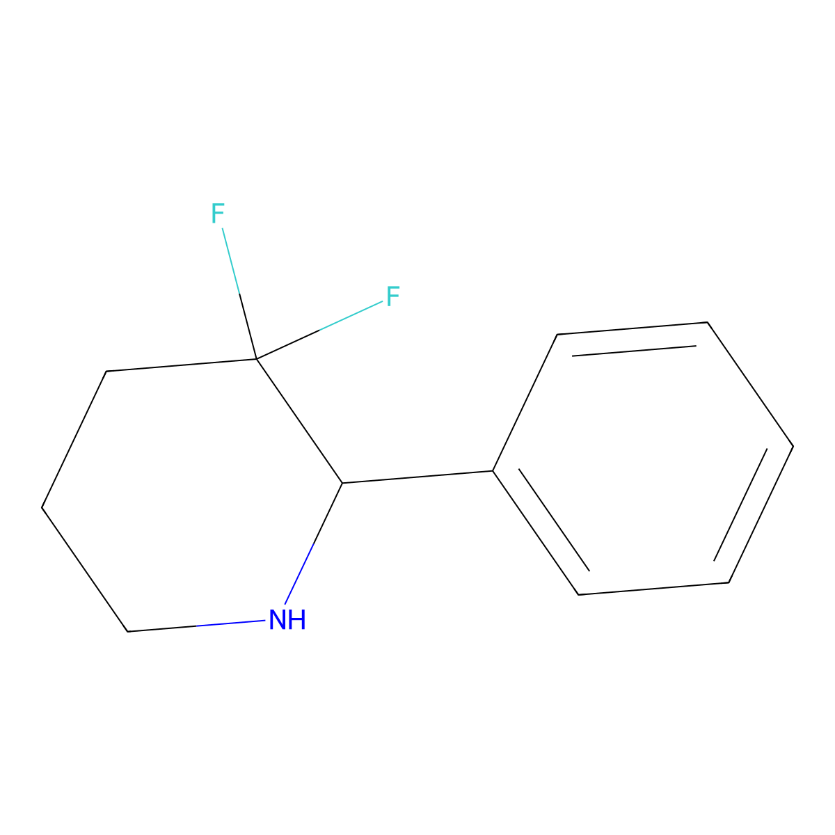 3,3-Difluoro-2-phenylpiperidine molecular structure, CAS 1039364-56-1