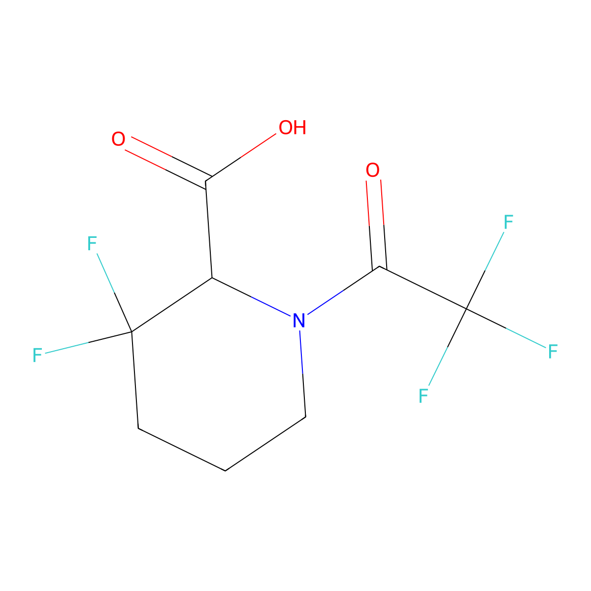 3,3-Difluoro-1-(2,2,2-trifluoroacetyl)piperidine-2-carboxylic acid molecular structure, CAS 1039364-78-7