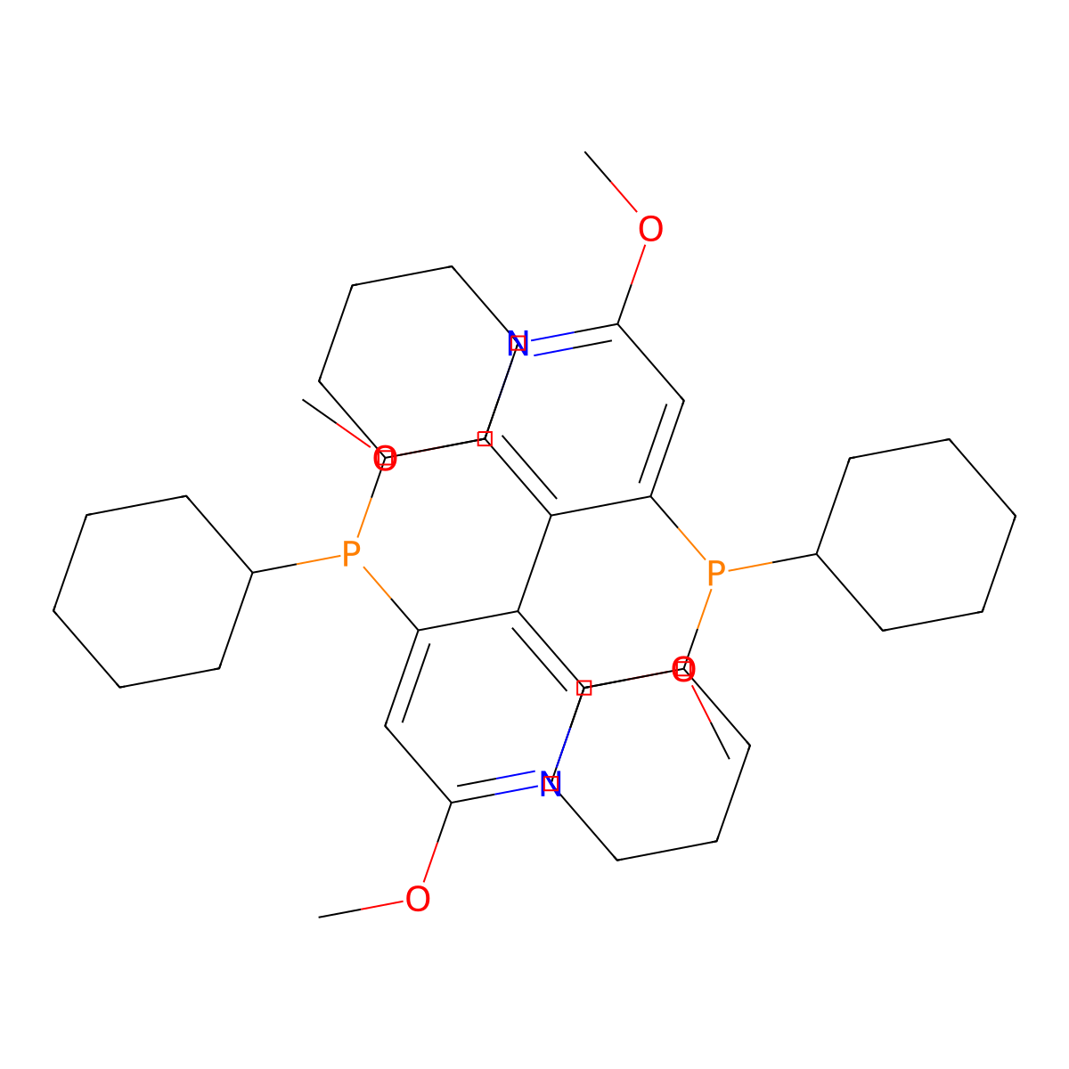 (3R)-4,4'-Bis(dicyclohexylphosphino)-2,2',6,6'-tetramethoxy-3,3'-bipyridine molecular structure, CAS 1039364-79-8