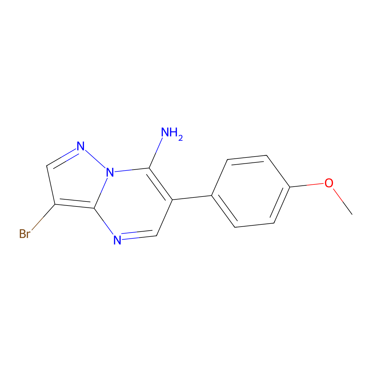 3-Bromo-6-(4-methoxyphenyl)pyrazolo[1,5-a]pyrimidin-7-amine molecular structure, CAS 1039364-83-4