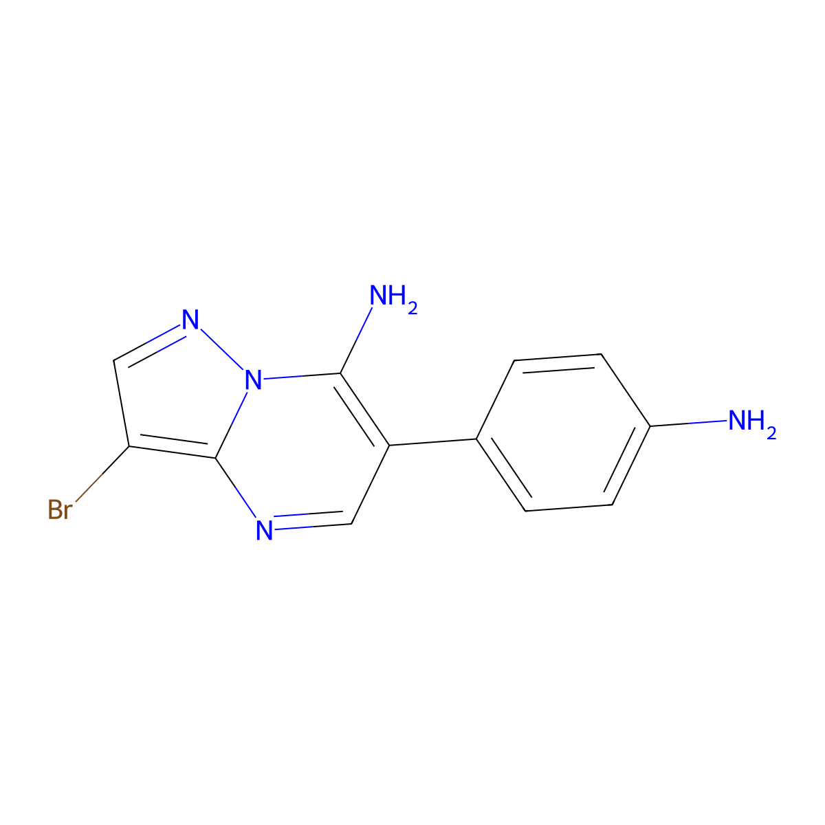 6-(4-Aminophenyl)-3-bromopyrazolo[1,5-a]pyrimidin-7-amine molecular structure, CAS 1039364-84-5